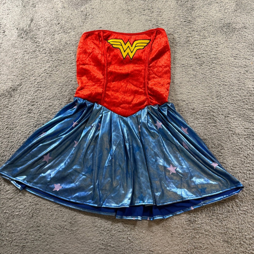 DC Comics Wonder Woman Costume Dress Womens Small Strapless Velvet Metallic Star